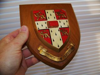 Vintage University Of Cambridge 7 " Wood Wall Hanging Plaque Crest Shield Emblem