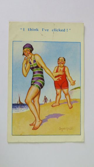 1930s Inter - Art ? Donald Mcgill Postcard No 7038? Seaside Bathing Beauty Costume
