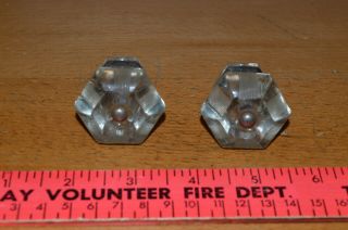 Set Of 2 Vintage Clear Glass Hexagon 6 Sided Drawer Cupboard Knobs