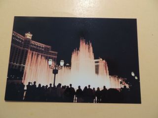 Bellagio Hotel Casino Las Vegas Nevada Vintage Postcard Nighttime Fountains View