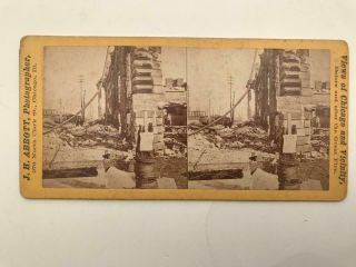 1870s Stereoview Chicago Fire Before And After By J H Abbott (images Both Sides)