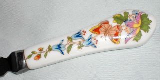 AYNSLEY Porcelain LETTER OPENER Stainless Steel England Butterfly & Flowers 3