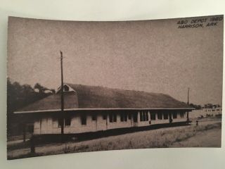 Harrison Arkansas A&o Rr Station Railroad Depot B&w Real Photo Postcard Rppc