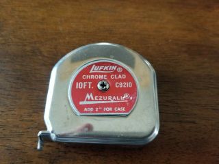 Vintage Lufkin Chrome Clad 10 Foot Tape Measure Mezurall C9210