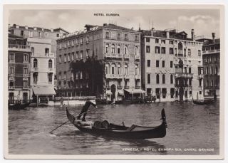 Vintage Rppc Postcard - Hotel Europa,  Grand Canal,  Venice,  Italy