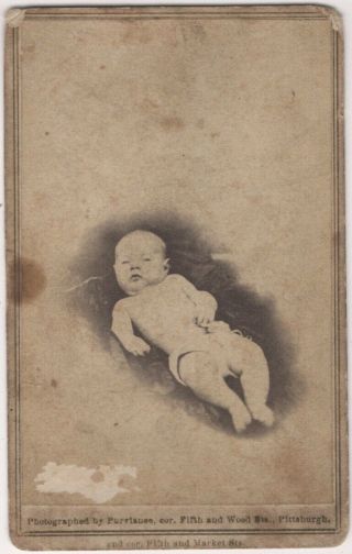 Cdv Baby In Diaper - Post Mortem? - Photo By Purviance,  Pittsburgh Pa
