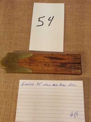 Antique English 24  Folding Brass / Boxwood Ruler