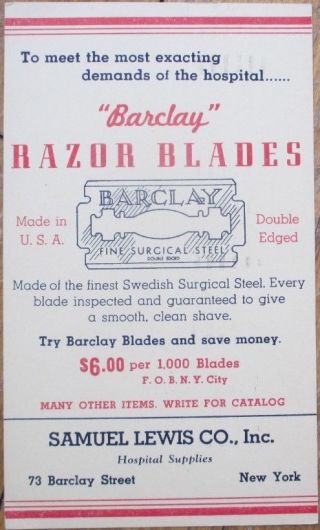 Barlcay Razor Blades 1939 Advertising Postcard To Home For Feeble - Minded Women