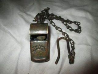 Vintage The Acme Thunderer Whistle With Chain