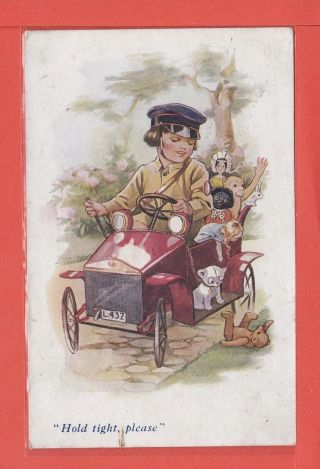 N.  Brisley Hold Tight Please Girl Car Toys And Black Doll P/u 1924 Mansell 1064