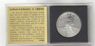 Apollo 11 30th Anniversary Flown Metal Mfa Medal Coin Medallion Eagle Nasa