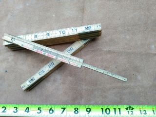Vintage Lufkin X46 Red End Folding Ruler,  72  With 6  Brass Extension Usa