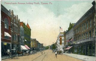 Old Tyrone Pa Pennsylvania Avenue Looking North Blair County Postcard