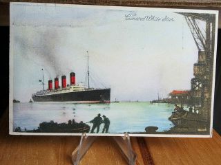 1936 Postcard The R M L White Star Cunard Line Ocean Liner