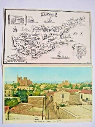 Cyprus: 2 Postcards,  Historical Map & Famagusta.