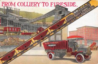 Philadelphia,  Pa Black Diamond Coal Co Poster Style Adv Pc Train Truck 1912