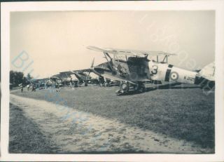 Raf Hawker Hart Aircraft Lined Up For Inspection Indian Airfield 1930 
