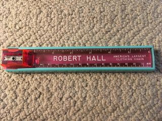 Vintage Robert Hall Clothing Store Advertising Pencil & Sharpener & 6 " Ruler Box