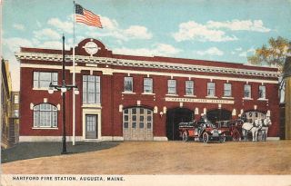 Augusta,  Me,  Hartford Fire Station,  Horse Drawn & Motorized Equipment Dated 1926