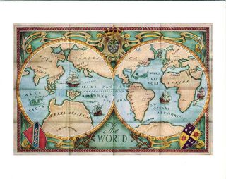 The Map Of The World Folding Season Greetings Postcard By Standard Tobacco Co.