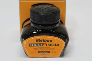 Vintage Pelikan Fount India Black Fountain Pen Drawing Ink 1.  25oz Bottle W/ Box