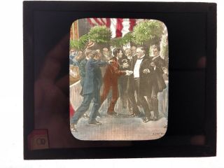 Antique Magic Lantern Glass Slide President Mckinley Assassination 1901