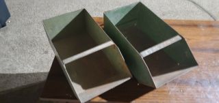 Vintage Industrial Green Metal Storage Bin Tin Box Stackbin Industrial Steampunk
