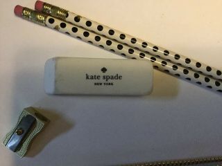 KATE SPADE Pencil Bag Case Book Theme w/accessories,  Vinyl,  8.  5 x 5.  5,  Charm 3