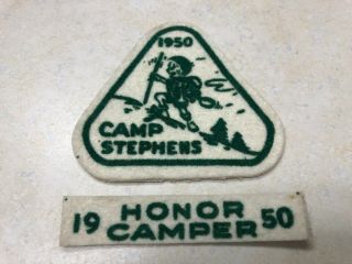 1950 Camp Stephens Felt Camp Patch W/honor Camper Segment - Alameda Council