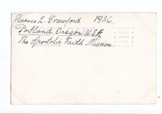OLD Real Photo Postcard Portland Oregon Apostolic Faith Founder F.  Crawford 1936 2