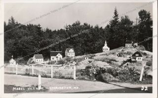 Rppc Kodak 1950 - Photo Postcard Model Village Stonington Me Maine Sign Deer Isle