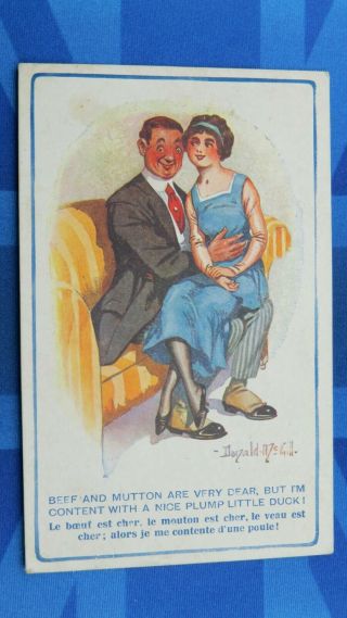Vintage Donald Mcgill Comic Postcard Silk Stockings 1920s Fashion Inter Art 2333