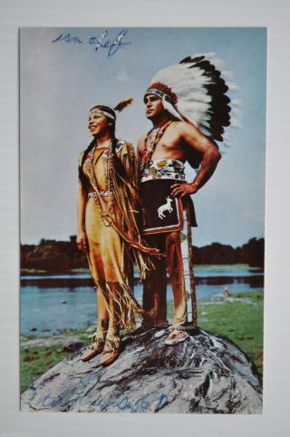 - Walking Sky & Kateri Caughnawaga Indian Reserve Canada 1954 Postcard -