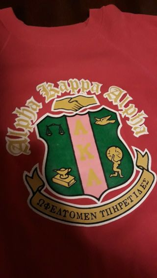 Alpha Kappa Alpha Sorority AKA pink sweatshirt with Crest.  Vintage (sz XL) 3