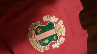 Alpha Kappa Alpha Sorority AKA pink sweatshirt with Crest.  Vintage (sz XL) 5
