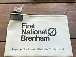 Deposit Money Bag W/keys Attached First National Bank Of Brenham,  Texas 