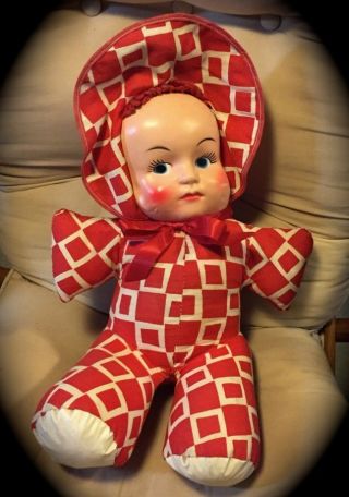 Vintage Carnival Prize Plastic Face Stuffed Body Doll Coney Island