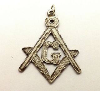 Vintage Masonic Freemason Pendant In Sterling Silver