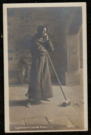 1920 Bristol The Dominican Cloisters Monk Broom Real Photo Postcard Fred Little