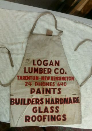Vintage Nail Apron Logan Lumber Co Kensington Tarentum Pa - Advertising