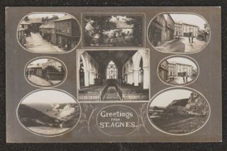 1920 St.  Agnes Multiview Real Photo Postcard Near Redruth Cornwall Fore Street