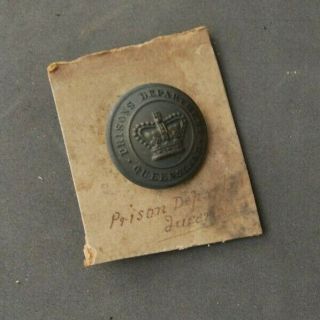 Old Brass Coat Button Prison Department Queensland Australia C1880 By Stokes