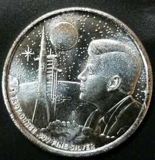 Apollo 11 Moon Landing Proof 1 Oz.  999 Fine Silver Art Round Coin Mason