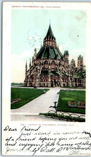 Ottawa,  Ontario Canada Postcard Library Of Parliament Building Detroit Pub 1904