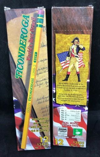2 Boxes Of Vintage Dixon Ticonderoga No.  2 Soft Pencils 13882,  Usa (22 Total)
