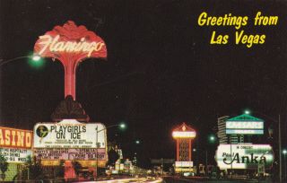 Flamingo & Caesars Palace Casinos Las Vegas Nevada Postcard 1960 