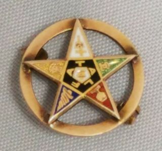 Vintage 14k Gold Order Of The Eastern Star Lapel Pin - Masonic Freemason