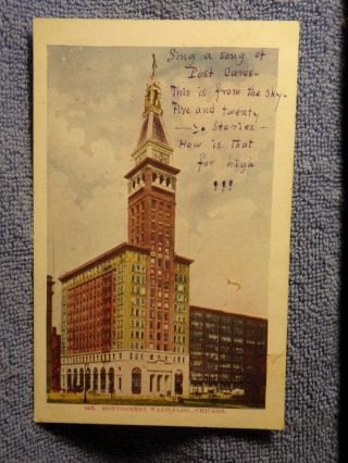 Vintage Postcard Montgomery Ward Bldg. ,  Chicago,  Ill.