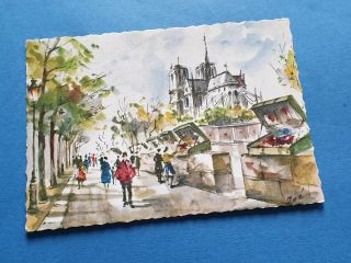 Vintage 1965 Art Postcard,  Notre Dame Cathedral By Zoe,  Paris,  France 74q
