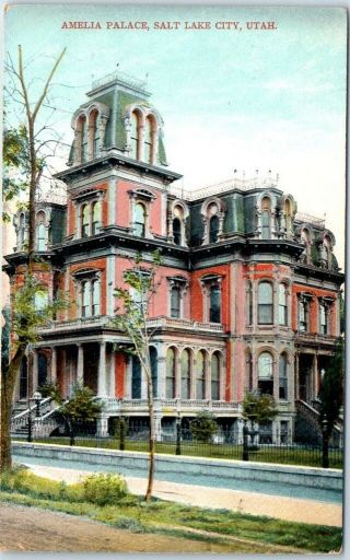 Salt Lake City,  Utah Postcard Amelia Palace Mansion View C1910s